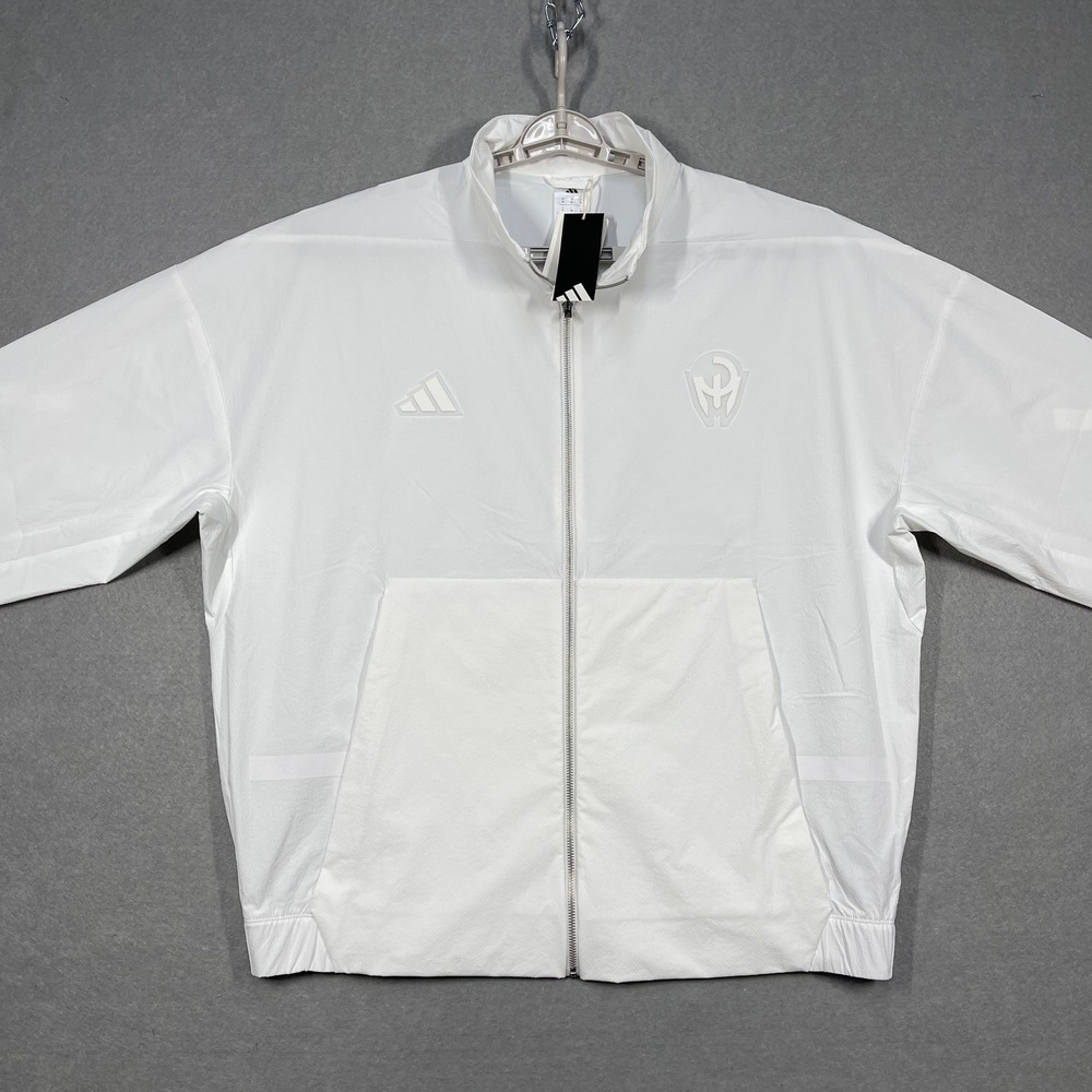 Adidas Jacket Mens XL White Windbreaker Reflective ZNE Woven